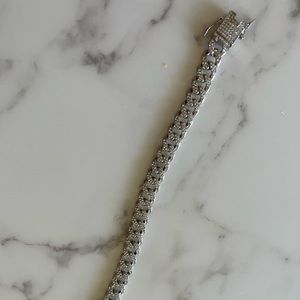 Three rhinestone Cuban link ankle bracelets